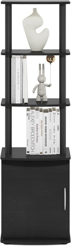Furinno Turn-N-Tube Tall TV Entertainment Side Table Display Rack with Storage Cabinet, 3-Tier, Blackwood/Black