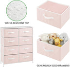 mDesign 38.31" High Steel Frame/Wood Top Storage Dresser Furniture, 8 Fabric Drawers, Large Bureau Organizer for Baby, Kid, Teen Bedroom, Nursery, Playroom, Dorm, Jane Collection, Pink/White