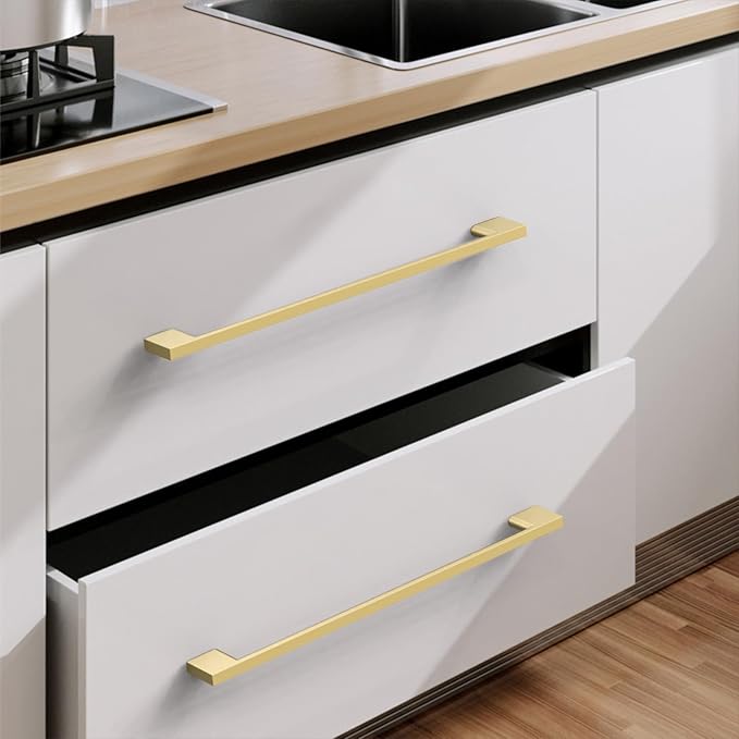 6 Pack Gold Cabinet Pulls - 11.3 Inch Cabinet Handles - Gold Wardrobe & Kitchen Pulls