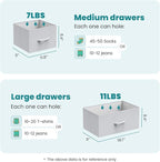 OLIXIS 7 Drawers Dresser for Bedroom, Fabric Storage Tower for Living Room, Entryway - Sturdy Steel Frame, Wooden Top and Easy Pull Fabric Bins, Closet Chests Organizer for Clothes,Light Gray