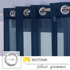 NICETOWN Chiffon Sheer Curtain Panels 96 inches Long, Soft Grommet Top Chiffon Sheer Window Treatment Curtains for Living Room (W55, Navy Blue, 2 Pieces)
