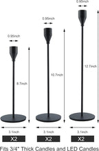 Black Taper Candle Holders Set of 6, Metal Candlestick Holders for Table or Mantel Decor Centerpiece, Candle Stick Holder Decor for Wedding, Dinning, Party or Anniversary