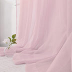 HUTO Light Pale Baby Pink Sheer Curtains 63 Inch Length for Girls Bedroom Rod Pocket Window Transparent Voile Drapes Curtains for Kids Room Living Room 2 Panels 52x63 Inches Long