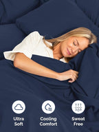Extra Deep Full Sheet Set - 6 Piece Breathable & Cooling Sheets - Hotel Luxury Bed Sheets Set - Easy & Secure Fit - Soft, Wrinkle Free & Comfy Sheets Set - Navy Blue Sheet Set with Extra Deep Pockets