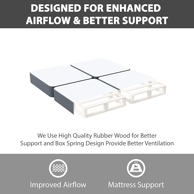 Nutan Inch Sturdy Box Spring for Mattress Support-Durable and Fully Assembled, Natural Wood California King(Fold), Gray, 8" Foundation