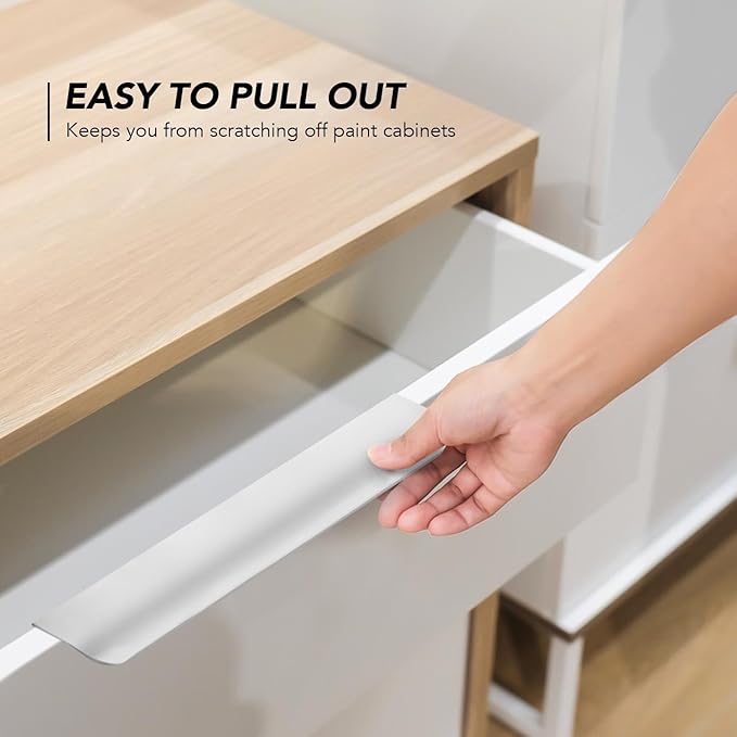 Ravinte Hardware 12 Pack Silver Cabinet Handles, 7.8 Inch (200mm) Finger Edge Pulls, 6-1/4 Inch Hole Center, Finger Pulls for Cabinets