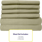 Queen Sheets Sage - 6 Piece 1500 Supreme Collection Fine Brushed Microfiber Deep Pocket Queen Sheet Set Bedding - 2 Extra Pillow Cases, Great Value, Queen, Sage