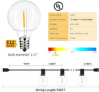 150ft Outdoor String Lights Waterproof/Connectable/Dimmable LED Shatterproof Bulbs,UL Listed Globe G40 String Lights Outside Lighting for Patio Backyard Cafe Party Wedding Garden