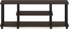 Furinno Turn-N-Tube No Tools 3D 3-Tier Entertainment TV Stand up to 50 inch TV, Round Tubes, Dark Brown / Black