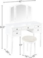 Bobkona St. Croix Collection Vanity Set with Stool, F4074, White
