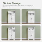 Iwell Bathroom Cabinet with Doors and Drawers, Freestanding Bathroom Storage Cabinet, Adjustable Shelves, for Living Room, Kitchen, Home Office, White