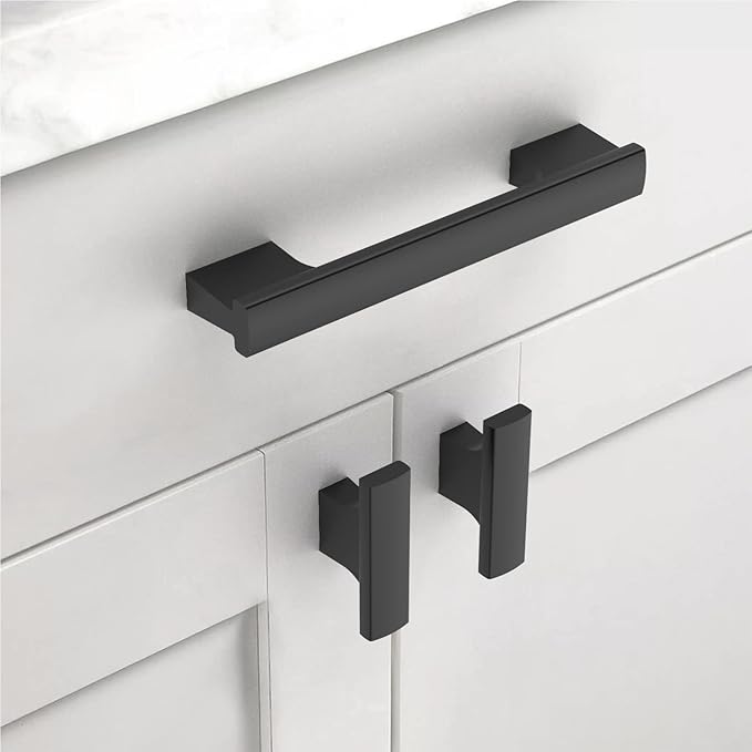 Asidrama 10 Pack 4 Inch(102mm) Matte Black Kitchen Cabinet Handles, Cabinet Pulls Kitchen Cabinet Hardware for Cupboard Drawer Pulls
