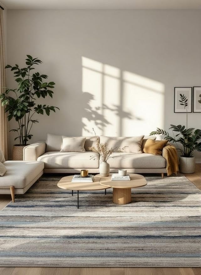 RUG BRANCH Havana 5' x 8' (5'3" X 7'7") Scandinavian Indoor Area Rug, Contemporary, Blue Brown - Living Room, Bedroom, Dining Room, and Kitchen