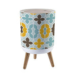 Small Trash Can with Lid Seamless Random Triangles Scandinavian Style Abstract Geometric Garbage Bin Pet Proof Waste Basket for Kitchen Bathroom Office Bedroom Decorative 1.8 Gallon