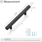 Ravinte Black Cabinet Handles 5 Pack 4 inch Matte Black Square Cabinet Pulls Kitchen Hardware 6-3/8 Inch Overall Length Kitchen Drawer Pulls
