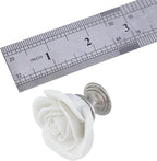 8PCS 1.65" × 1.54" White Rose with Base Knobs Ceramics Flower Shaped Pulls for Cupboard Drawer, with 2 Kinds of Screws