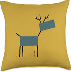 Cute Scandinavian Animals Designs Chic Deer Moose Scandinavian Elk Minimalism Reindeer Throw Pillow, 18x18, Multicolor