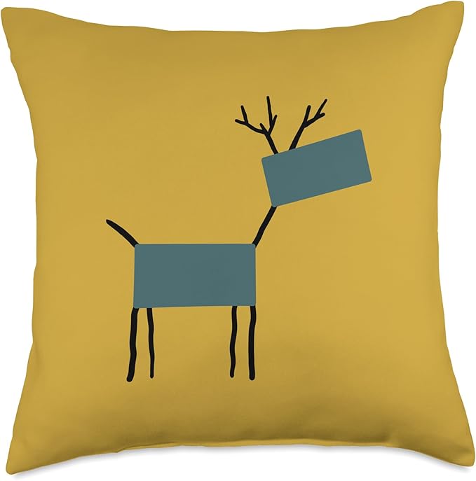 Cute Scandinavian Animals Designs Chic Deer Moose Scandinavian Elk Minimalism Reindeer Throw Pillow, 18x18, Multicolor