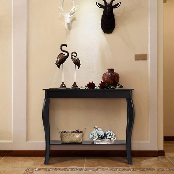ChooChoo Narrow Console Table, Chic Accent Sofa Table, Entryway Table, 39.3 Inch, Black