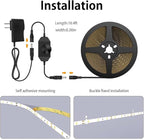 Onforu LED Light Strip,16.4ft Dimmable LED Tape Light, 6000K Daylight White Strip Lighting, 300 LEDs Flexible Vanity Mirror Light, 5M 12V Ribbon Rope Light for Bedroom, Under Cabinet,Kitchen,Christams