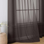 Aiyufeng Chocolate Sheer Curtains 54 Inches Long 2 Panels, Solid Voile Top Dual Rod Pockets Stylish Breathable Drapes Window Treatment for Kid's Room/Bedroom/Living Room, 42W x 54L, Chocolate Brown