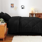 CozyLux Twin Comforter Set with Sheets Black - 5 Pieces Bed in a Bag Twin, All Season Bed Set for Girls and Boys, Bedding Set with Down Alternative Comforter, Sheets, Pillowcase & Sham