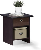 Furinno Dario End Table / Side Table / Night Stand / Bedside Table with Bin Drawer, 2-Pack, Dark Walnut