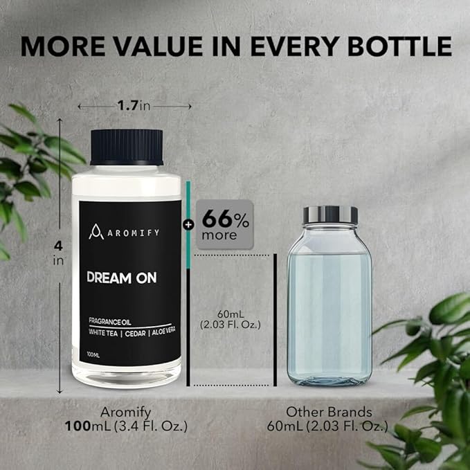 Dream On Diffuser Oil, Luxury Hotel Scent Diffuser Oil for Home, Office & Spa, Fragrance Essential Oils for Aromatherapy, Aloe Vera & Cedarwood, 3.3 FL Oz, 100 mL