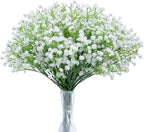 N&T NIETING Babys Breath Artificial Flowers White, 10Pcs Fake Gypsophila Bouquet Flowers Real Touch Faux Babies Breath Arrangement for Wedding Floral Party Home Centerpieces Decoration, White