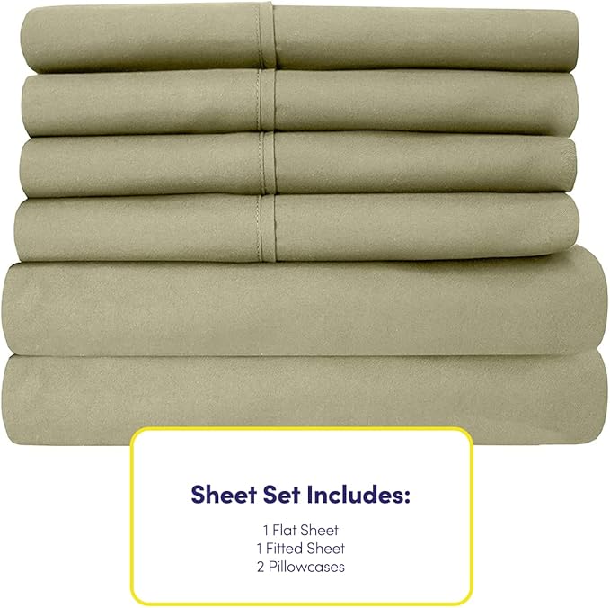 Twin Size Bed Sheets - 4 Piece 1500 Supreme Collection Fine Brushed Microfiber Deep Pocket Twin Sheet Set Bedding - 1 EXTRA PILLOW CASES, GREAT VALUE, Twin, Sage