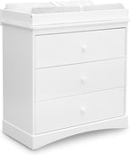 Delta Children Sutton 3 Drawer Dresser with Changing Top and Interlocking Drawers - Greenguard Gold Certified, Bianca White