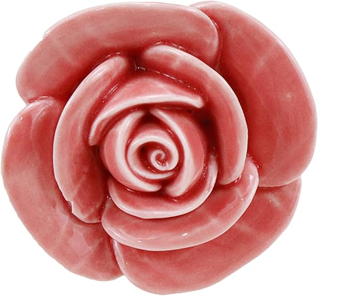 4pcs Peach Rose Flower Ceramic Knobs Cabinet Drawer Knobs Rose Door Pull Handles Dresser Knobs