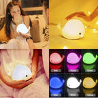Cute Whale Night Light for Kids,Kawaii Baby Night Light with 7 LED Colors Changing,Tap Control Nursery Squishy Night Lamp,USB Rechargeable,Birthday Gifts for Baby,Girls,Boys,Toddler,Children