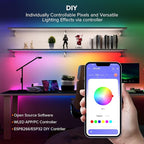 SEZO WS2812B LED Strip Light 16.4FT/5M 30Pixel/M 150LEDs DC5V Individual Addressable LED Strip SMD5050 RGB Dream Color Programmable LED Light Strip Flexible IP30 Non-Waterproof White PCB