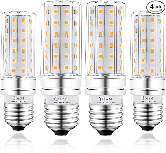 LED Light Bulb 100w Equivalent 1200 Lumen 3000K Warm Daylight White 12W LED Bulb E26 Base Non-Dimmable Ceiling Fan Light Bulbs for Home Indoor LED Corn Light Bulb Pack of 4