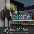 Kasa Matter Smart Outdoor Plug, Dual Outlet, IP64 Weather Resistance, Works with Apple HomeKit, Amazon Alexa, Google Home, SmartThings, 15A/1800W Max, ETL Certified, 2.4G Wi-Fi Only, EP40M