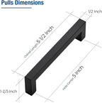 JOY DECOR 4 Pack Cabinet Handles, Black Cabinet Pulls, 5 Inch Kitchen Closet Handles Square Drawer Pulls Stainless Steel Drawer Hardware, 128mm Hole Centers