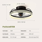 Ceiling Fans with Lights, 360° Rotating Ceiling Fan with Lights and Remote, 6 Wind Speeds Smart Low Profile Ceiling Fan for Bedroom, Kids Room and Living Room 20"