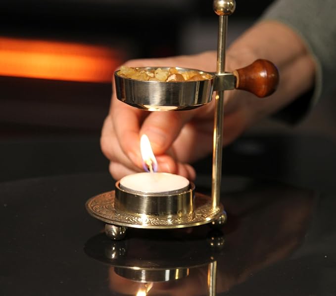 Incense Burner, Incense Holder – Tea Light Candle or Charcoal Resin Heated for Home Decor. Beautiful Adjustable Design for Home Fragrance and Spiritual Gifts, Offering a Calming Atmosphere.