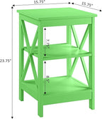 Convenience Concepts Oxford End Table 15.75" - Modern Living Room Table with Storage Shelves, Transitional Nightstand Side Table for Home Decor and Display, Lime Green