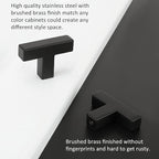 LONTAN 50 Pack Kitchen Cabinet Knobs Black Knobs for Dresser Drawers Sqaure Black Cabinet Hardware for Bathroom Cupboard,Stainless Steel