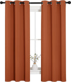 NICETOWN Blackout Curtain Panels for Girls Room, Nursery Essential Thermal Insulated Solid Grommet Top Blackout Drapes (Burnt Orange, 1 Pair, 34 x 63 Inch)
