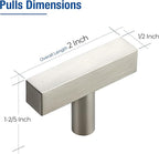 JOY DECOR 30 Pack Single Hole Brushed Nickel Square Cabinet Handles Stainless Steel Cabinet Hardware Pulls for Kitchen and Drawers with 2 Inch Overall Length