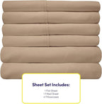 Cal King Size Bed Sheets - 6 Piece 1500 Supreme Collection Fine Brushed Microfiber Deep Pocket California King Sheet Set Bedding - 2 Extra Pillow Cases, Great Value, California King, Taupe