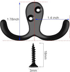 IBosins 8 Pack Heavy Duty Double Prong Coat Hooks Wall Mounted with 16 Screws Retro Double Hooks Utility Hooks for Coat, Scarf, Bag, Towel, Key, Cap, Cup, Hat