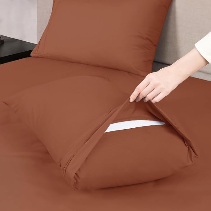 Mejoroom Full Size Sheet Sets - 16 Inch Deep Pocket Sheets & Pillowcase Sets - 1800 Collection Microfiber Bed Sheet Set - Extra Soft, Fade & Wrinkle Resistant - 4 Piece (Full, Terracotta)
