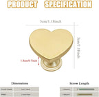 6 Pcs Brass Heart-Shaped Gold Cabinet Knobs, Suitable for Bathroom & Kitchen Drawer Pulls