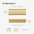 goldenwarm 10 Pack Gold Finger Edge Pulls Drawer Finger Pulls Champagne Gold Kitchen Hardware Handles Bedroom Dresser Drawers,3-3/4in Hole Center
