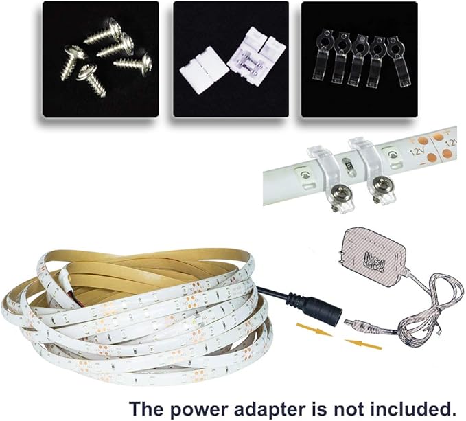 XINKAITE Waterproof IP65 Led Strip Lights, 3528 16.4 Ft (5M) 300leds 60leds/m, Flexible LED Light Tape for Boats, Bathroom, Mirror, Ceiling, and Outdoor Use, Power Supply not Included