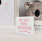 Wooden Box Sign: She Will Move Mountains - Inspirational Girls Room Decor, Motivational Nursery Gift for Baby Showers